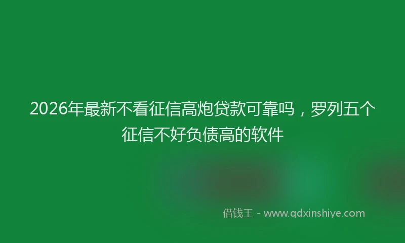 2026年最新不看征信高炮贷款可靠吗，罗列五个征信不好负债高的软件