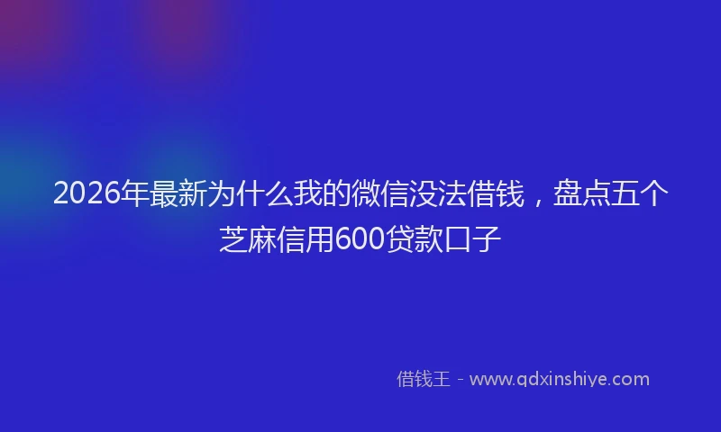 2026年最新为什么我的微信没法借钱,盘点五个芝麻信用600贷款口子