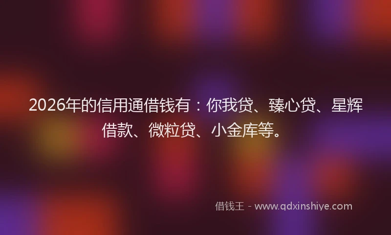 2026年的信用通借钱有:你我贷、臻心贷、星辉借款、微粒贷、小金库等。
