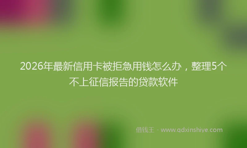 2026年最新信用卡被拒急用钱怎么办，整理5个不上征信报告的贷款软件