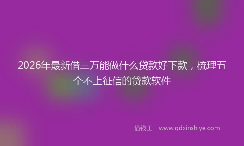 2026年最新借三万能做什么贷款好下款,梳理五个不上征信的贷款软件