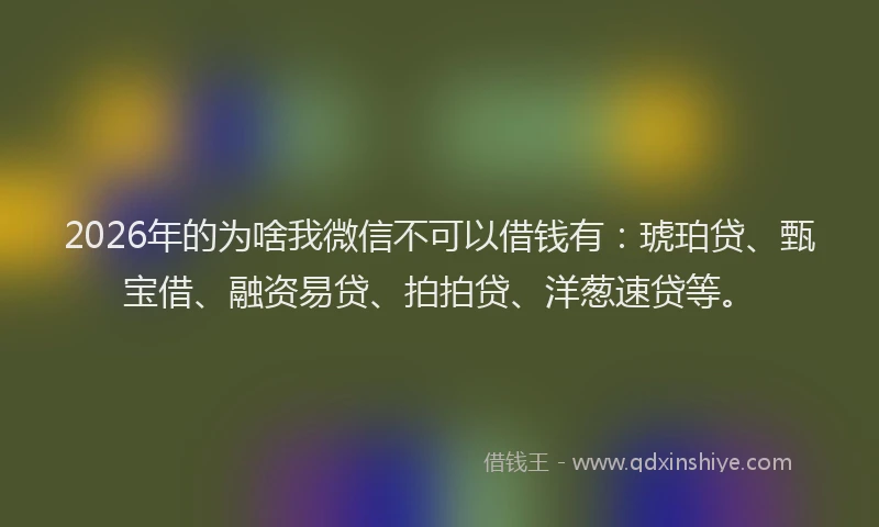2026年的为啥我微信不可以借钱有：琥珀贷、甄宝借、融资易贷、拍拍贷、洋葱速贷等。
