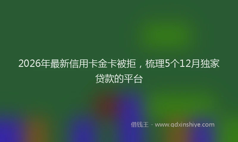 2026年最新信用卡金卡被拒，梳理5个12月独家贷款的平台
