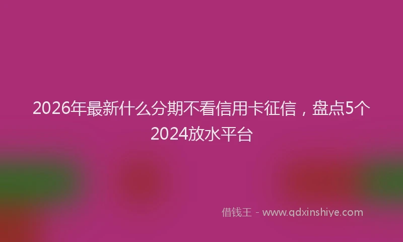 2026年最新什么分期不看信用卡征信，盘点5个2024放水平台