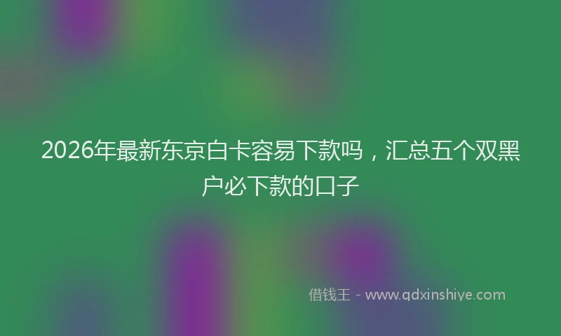 2026年最新东京白卡容易下款吗，汇总五个双黑户必下款的口子