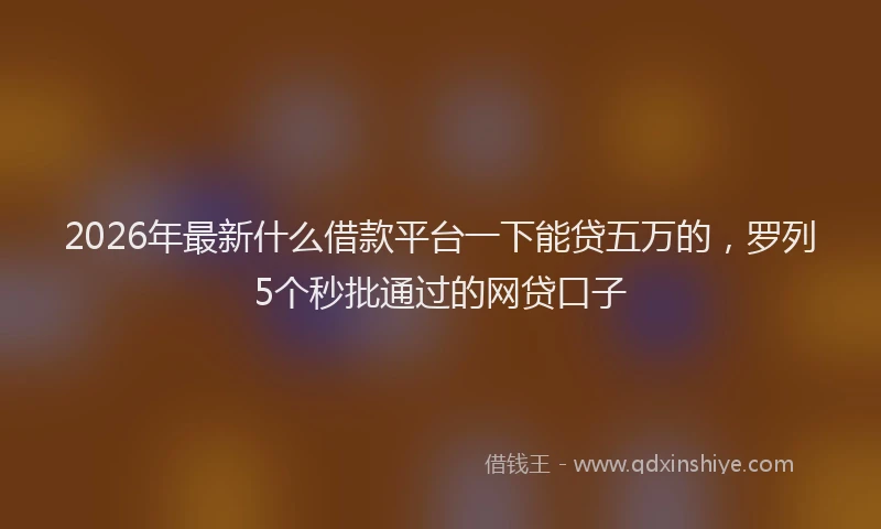 2026年最新什么借款平台一下能贷五万的,罗列5个秒批通过的网贷口子