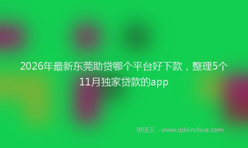 2026年最新东莞助贷哪个平台好下款，整理5个11月独家贷款的app