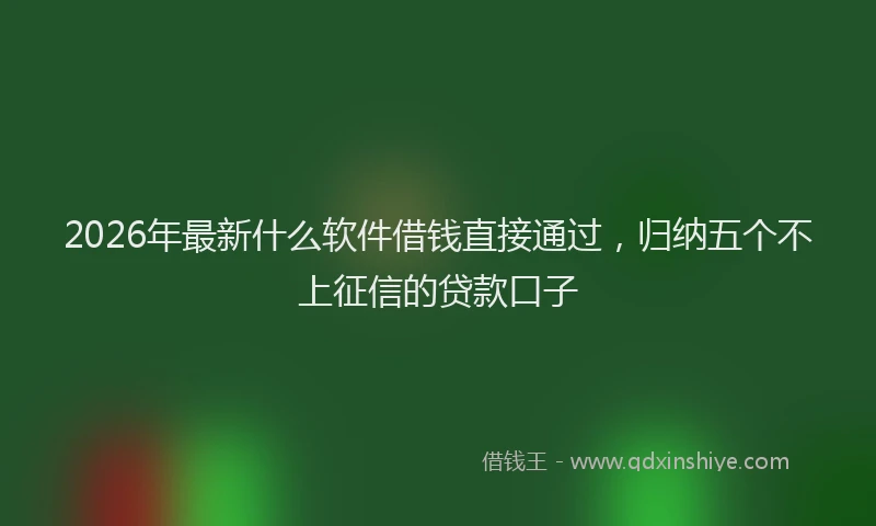 2026年最新什么软件借钱直接通过，归纳五个不上征信的贷款口子