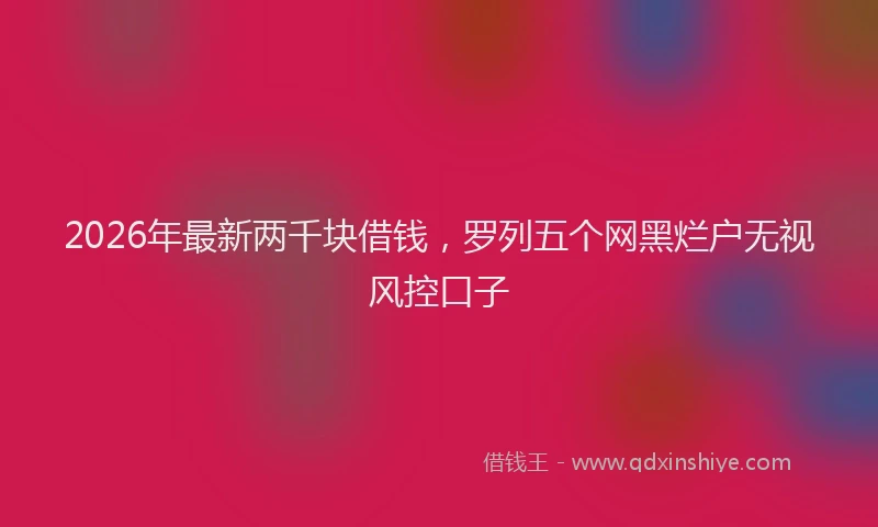 2026年最新两千块借钱，罗列五个网黑烂户无视风控口子