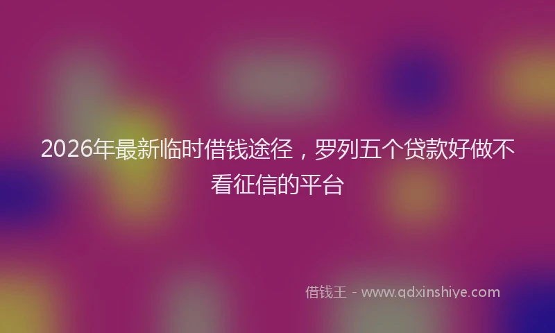 2026年最新临时借钱途径，罗列五个贷款好做不看征信的平台