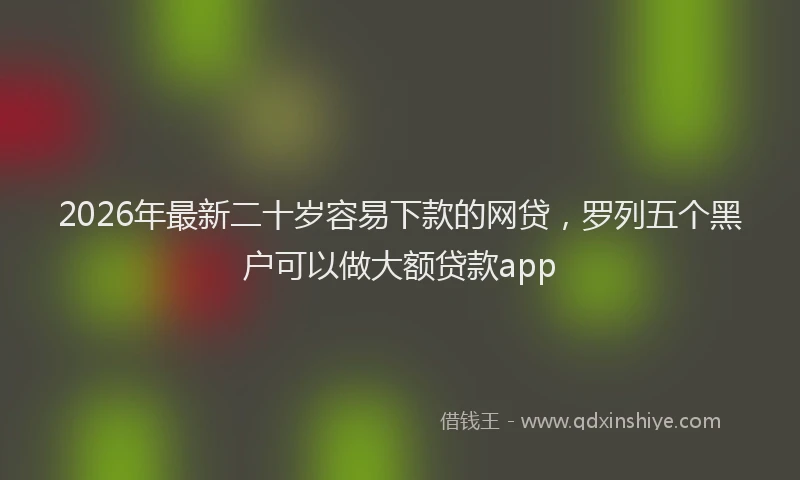 2026年最新二十岁容易下款的网贷，罗列五个黑户可以做大额贷款app
