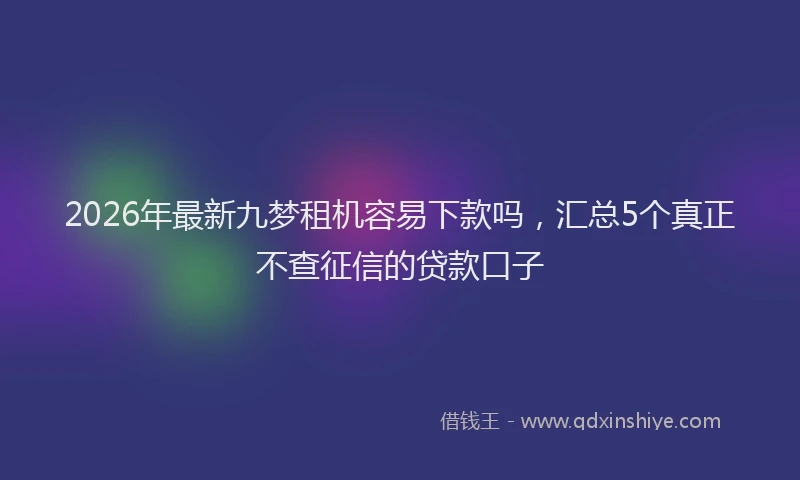 2026年最新九梦租机容易下款吗，汇总5个真正不查征信的贷款口子