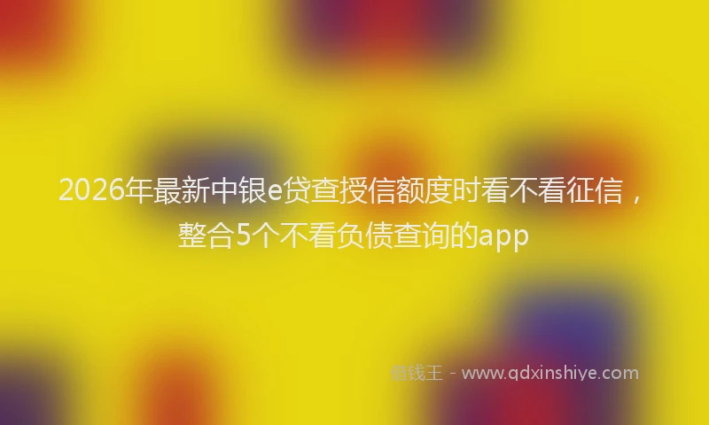 2026年最新中银e贷查授信额度时看不看征信，整合5个不看负债查询的app