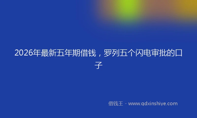 2026年最新五年期借钱，罗列五个闪电审批的口子