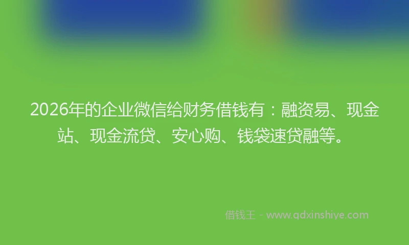 2026年的企业微信给财务借钱有：融资易、现金站、现金流贷、安心购、钱袋速贷融等。