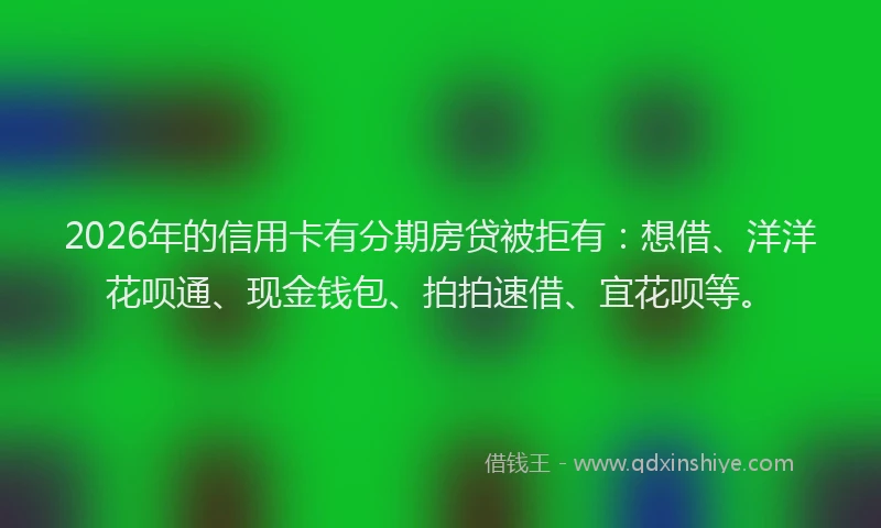 2026年的信用卡有分期房贷被拒有:想借、洋洋花呗通、现金钱包、拍拍速借、宜花呗等。