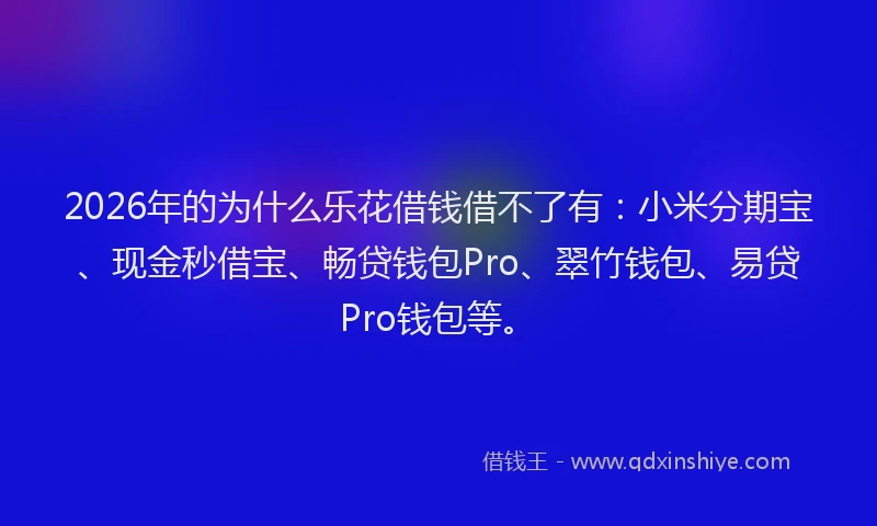 2026年的为什么乐花借钱借不了有：小米分期宝、现金秒借宝、畅贷钱包Pro、翠竹钱包、易贷Pro钱包等。