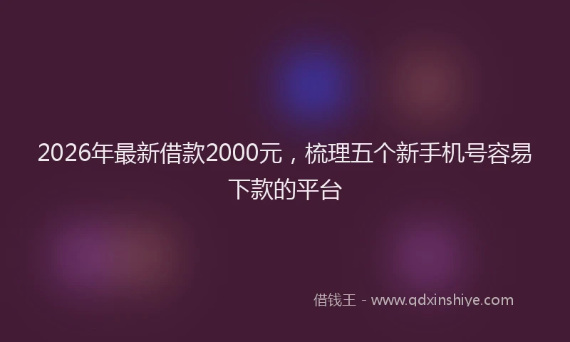 2026年最新借款2000元,梳理五个新手机号容易下款的平台