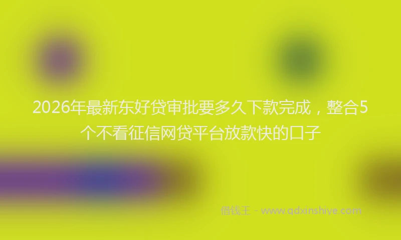 2026年最新东好贷审批要多久下款完成，整合5个不看征信网贷平台放款快的口子