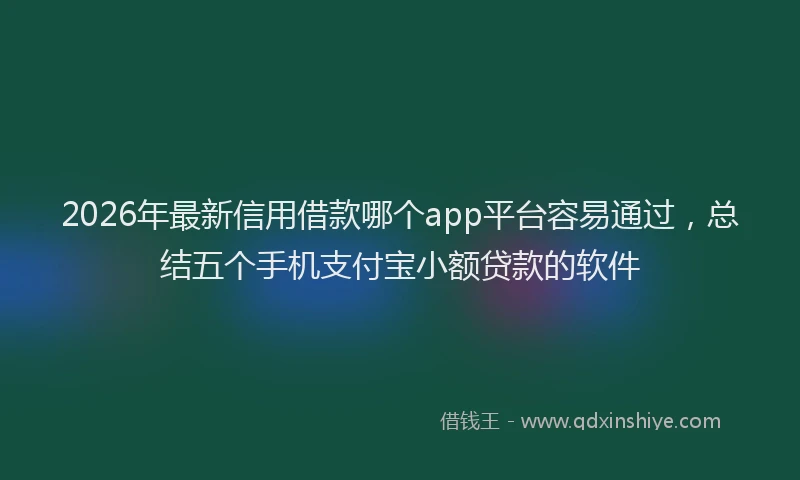 2026年最新信用借款哪个app平台容易通过，总结五个手机支付宝小额贷款的软件