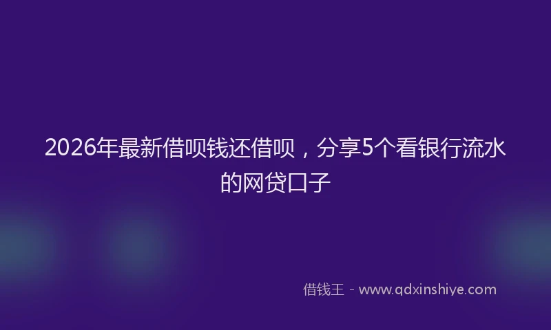 2026年最新借呗钱还借呗，分享5个看银行流水的网贷口子