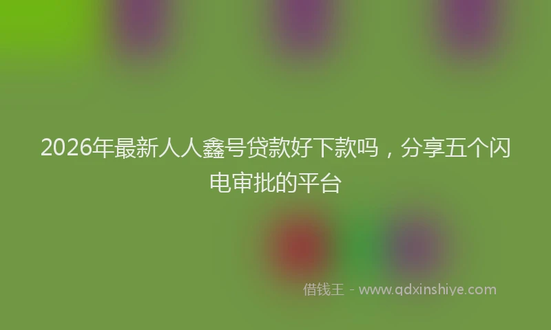 2026年最新人人鑫号贷款好下款吗，分享五个闪电审批的平台