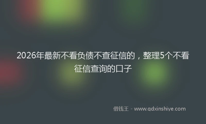 2026年最新不看负债不查征信的,整理5个不看征信查询的口子
