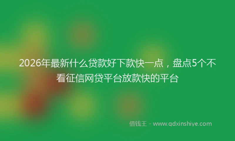2026年最新什么贷款好下款快一点，盘点5个不看征信网贷平台放款快的平台