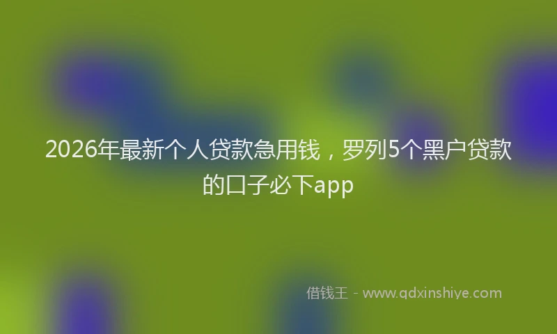 2026年最新个人贷款急用钱，罗列5个黑户贷款的口子必下app