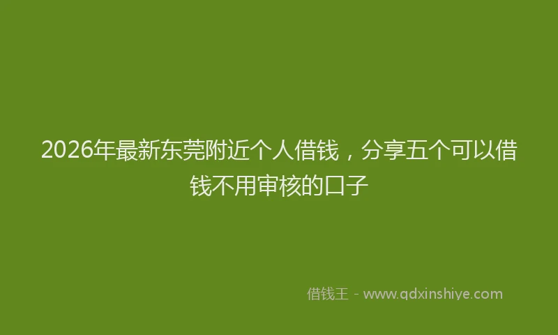 2026年最新东莞附近个人借钱,分享五个可以借钱不用审核的口子