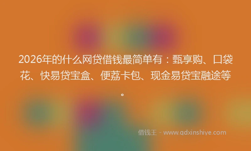 2026年的什么网贷借钱最简单有：甄享购、口袋花、快易贷宝盒、便荔卡包、现金易贷宝融途等。