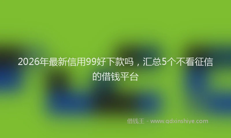 2026年最新信用99好下款吗，汇总5个不看征信的借钱平台