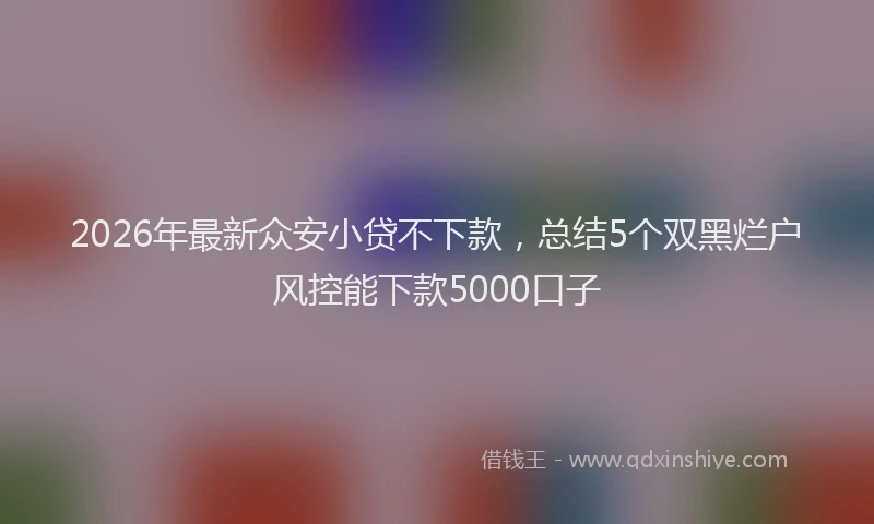 2026年最新众安小贷不下款，总结5个双黑烂户风控能下款5000口子