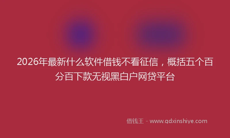 2026年最新什么软件借钱不看征信,概括五个百分百下款无视黑白户网贷平台