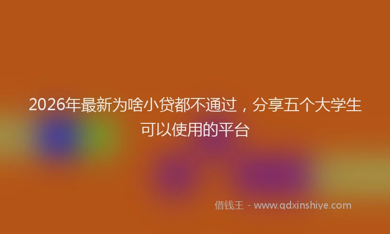 2026年最新为啥小贷都不通过，分享五个大学生可以使用的平台