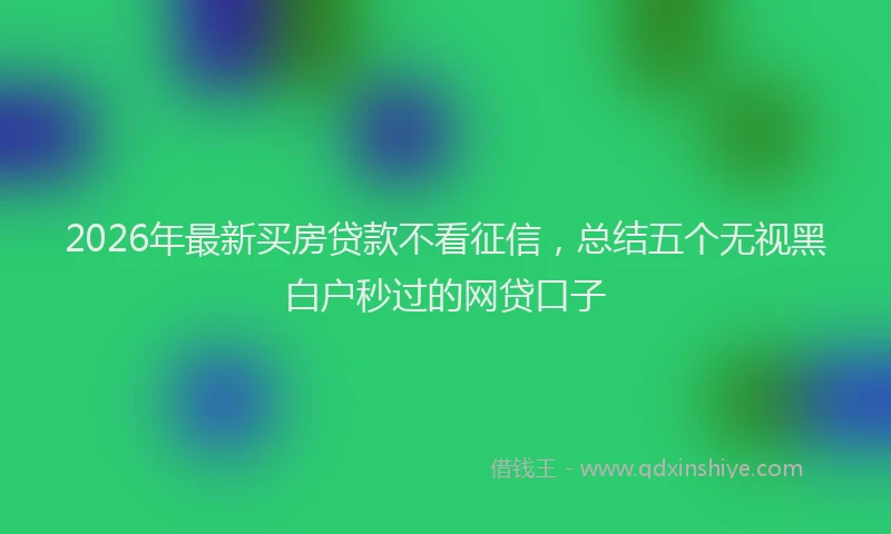 2026年最新买房贷款不看征信，总结五个无视黑白户秒过的网贷口子