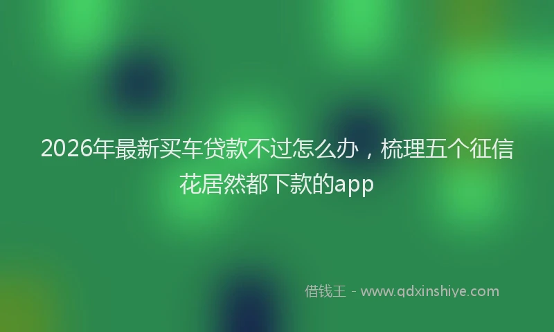2026年最新买车贷款不过怎么办，梳理五个征信花居然都下款的app