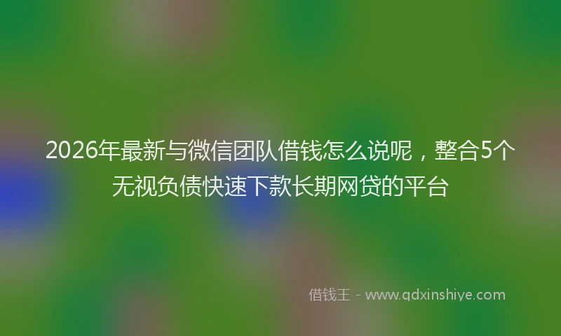 2026年最新与微信团队借钱怎么说呢，整合5个无视负债快速下款长期网贷的平台