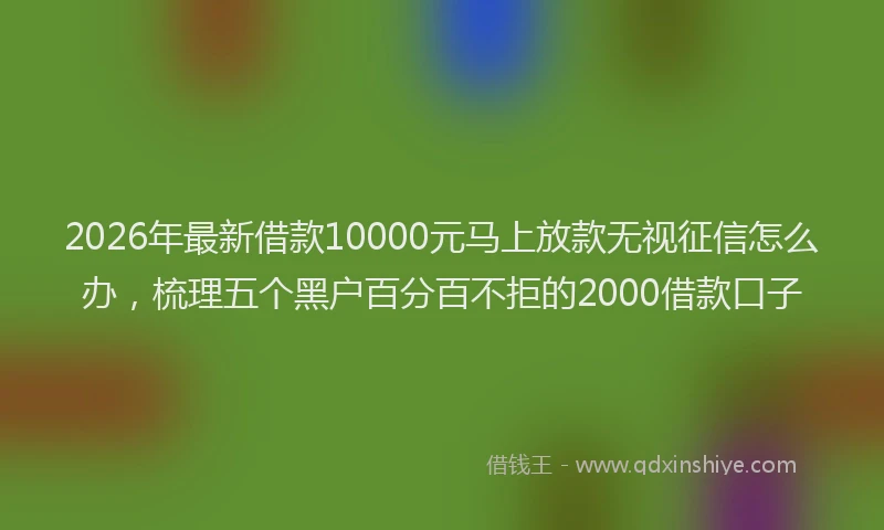 2026年最新借款10000元马上放款无视征信怎么办,梳理五个黑户百分百不拒的2000借款口子