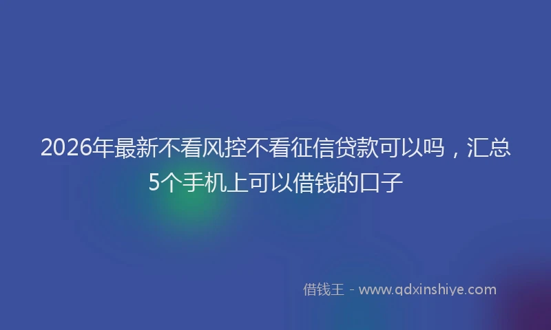 2026年最新不看风控不看征信贷款可以吗，汇总5个手机上可以借钱的口子