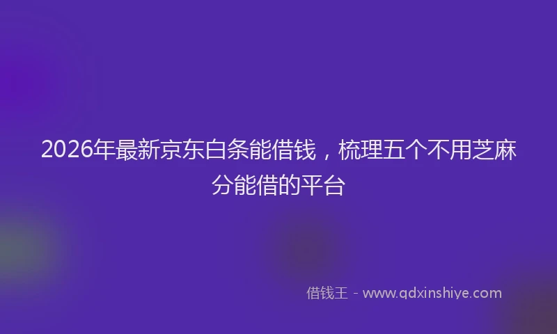 2026年最新京东白条能借钱，梳理五个不用芝麻分能借的平台