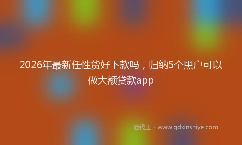 2026年最新任性货好下款吗，归纳5个黑户可以做大额贷款app
