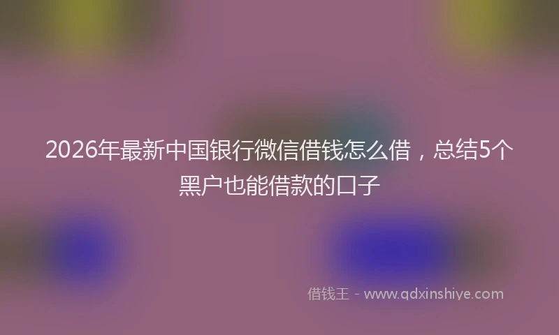 2026年最新中国银行微信借钱怎么借，总结5个黑户也能借款的口子