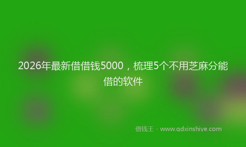 2026年最新借借钱5000，梳理5个不用芝麻分能借的软件