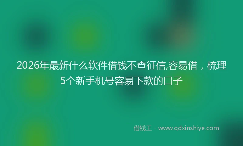 2026年最新什么软件借钱不查征信,容易借,梳理5个新手机号容易下款的口子
