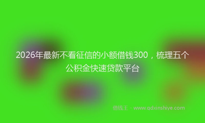2026年最新不看征信的小额借钱300，梳理五个公积金快速贷款平台