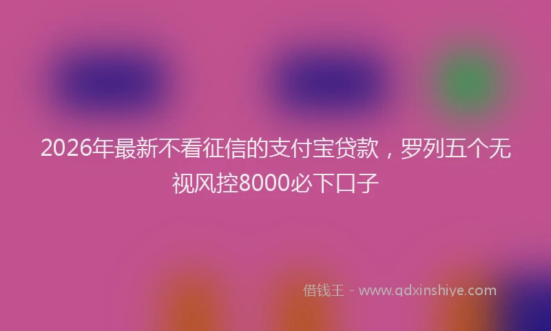 2026年最新不看征信的支付宝贷款，罗列五个无视风控8000必下口子