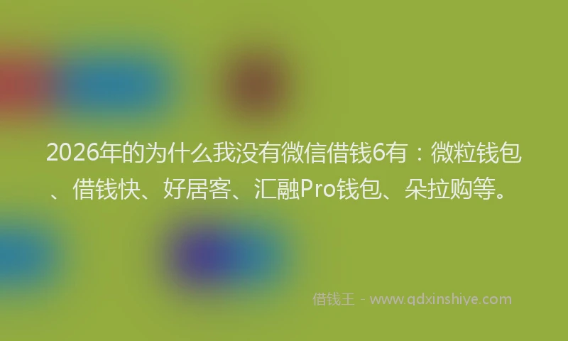 2026年的为什么我没有微信借钱6有：微粒钱包、借钱快、好居客、汇融Pro钱包、朵拉购等。