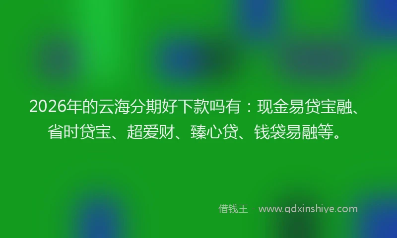 2026年的云海分期好下款吗有：现金易贷宝融、省时贷宝、超爱财、臻心贷、钱袋易融等。