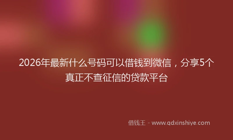 2026年最新什么号码可以借钱到微信，分享5个真正不查征信的贷款平台